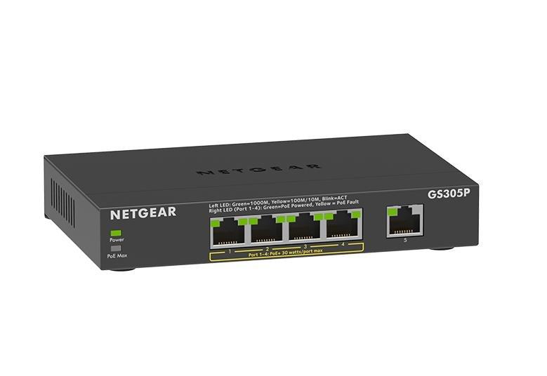 Netgear GS305P 5-Port Unmanaged Gigabit PoE+ Switch Main Image